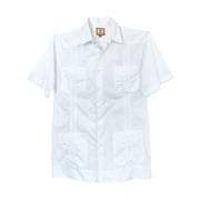 SUNINCANS Men's Traditional Short Sleeve Four Front Pocket and Vertical Pleats Guayabera Shirt S