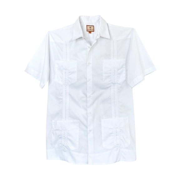 SUNINCANS Men's Traditional Short Sleeve Four Front Pocket and Vertical Pleats Guayabera Shirt XL