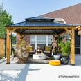 thumbnail image 1 of Sunjoy Bridgeport 13 ft. x 15 ft. Cedar Framed Gazebo with Steel Hardtop, Black, 1 of 13