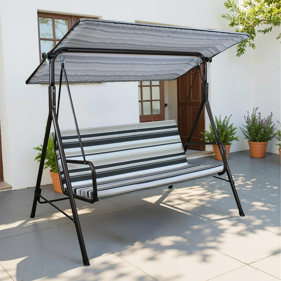 Made in Italy SUNJOY Outdoor Porch Swing, 2 Seat Patio Metal Porch Swing Seats with Canopy