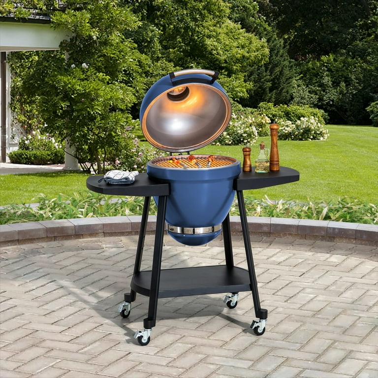 SUNJOY 20 inch Charcoal Grill, Egg-shaped Outdoor Grill with Pizza