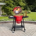 thumbnail image 1 of SUNJOY 20 inch Charcoal Grill, Egg-shaped Outdoor Grill with Pizza Stone, Ultimate BBQ Grill and Smoker with Wheels, Red, 1 of 13