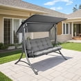 thumbnail image 1 of Made in Italy SUNJOY 3-Seat Deluxe Outdoor Patio Garden Swing with Steel Frame, Adjustable Canopy, 1 of 14