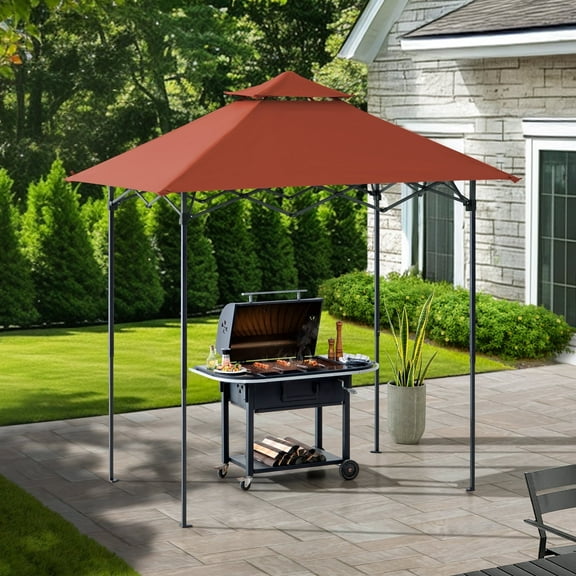 SUNJOY 5' x 8' Pop up Grill Gazebo, Outdoor BBQ Gazebo Canopy Top Cover,Red,Perfect for Picnics, Backyard
