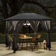 thumbnail image 1 of Sunjoy 9 ft. x 9 ft. Light Gray and Black Steel Soft Top Gazebo Mosquito Nettings and Privacy Screens, Double Roof Outdoor Screened Gazebos Shelter, Gazebo Canopies for Backyard, 1 of 10