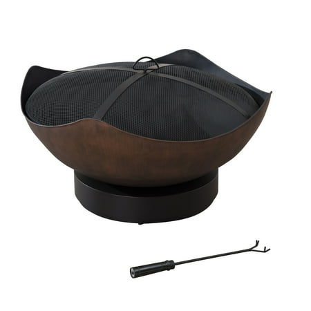 AmberCove 34 in. Montague Round Wood Firepit