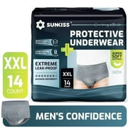 SUNKISS Incontinence Underwear for Men, Daytime Disposable Adult Pull Ups, Mens Protective Briefs with Maximum Absorbency, XXLarge, Grey, 14 Count