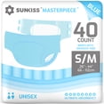 thumbnail image 1 of SUNKISS Masterpiece Adult Diapers with Tabs, Unisex Disposable Incontinence Briefs for Women and Men, Odor Control, Blue, Small /Medium, 40 Count (4 Packs of 10), 1 of 7