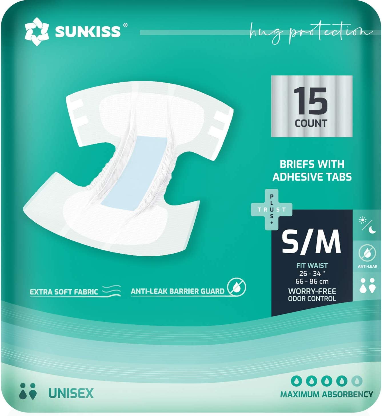 SUNKISS TrustPlus Adult Diapers with Maximum Absorbency, Disposable