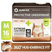 SUNKISS Women Incontinence Underwear, Daytime Disposable Postpartum Adult Panties, Protective Pull Ups with Maximum Absorbency, Medium, Beige, 16 Count