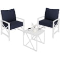 thumbnail image 1 of SUNLEI 3 Pcs Patio Outdoor Furniture Set, Porch Chairs Conversation Sets with Glass Coffee Table, Outside Metal Sofa Set for Garden, Balcony, Poolside, Backyard, Blue, 1 of 8