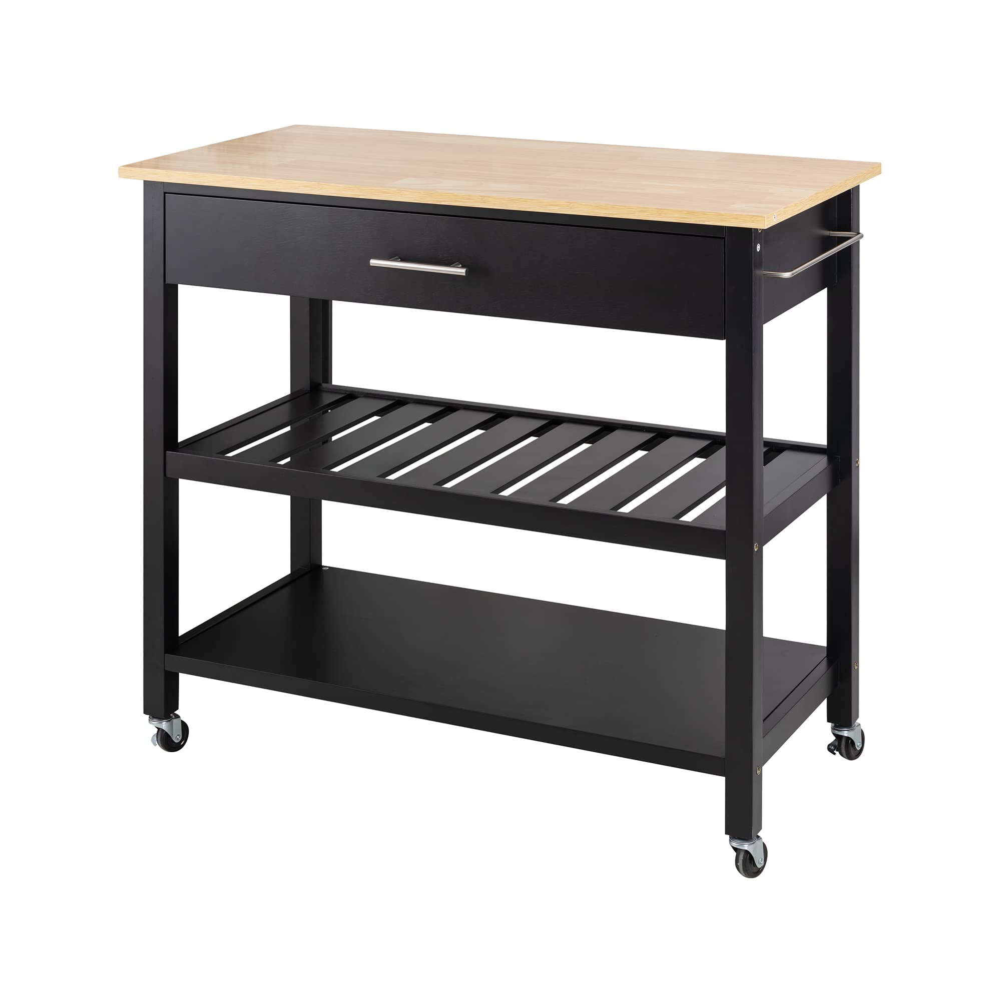 SUNLEI Home Kitchen Island, Kitchen Cart Butcher Block Coffee Table on Wheels with Storage ...