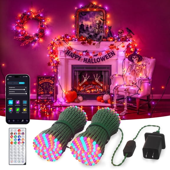 SUNLINKCO 65.6Ft Smart Christmas Tree Fairy Lights 200 LED, RGBIC Color Changing Holiday String Lights, APP Remote Control 84 Scenes, Music Mode, Work with Alexa & Google Home, Indoor Halloween Decor