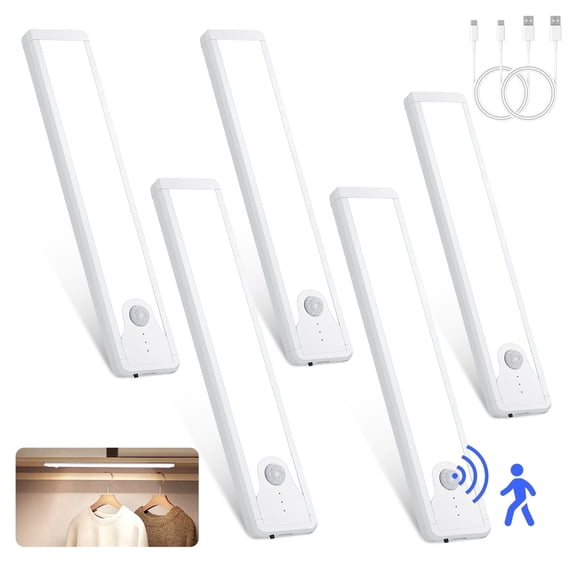 SUNLINKCO 8 Inch 41 LED Under Cabinet Lights 5 Pack, Rechargeable Magnetic Motion Sensor Lighting Daylight 6000K Stepless Dimming Under Counter Light for Kitchen, Wireless Indoor Light for Closet