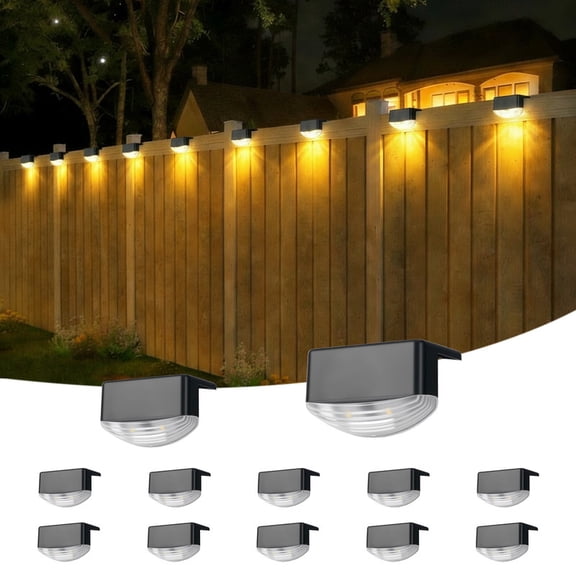 SUNLINKCO Solar Fence Lights 12 Pack, Outdoor Waterproof Solar Powered Step Lights, 3000K Warm White, Dusk to Dawn Deck Light, Solar Lighting for Backyard, Step, Patio, Stair Railing, Wall, Porch