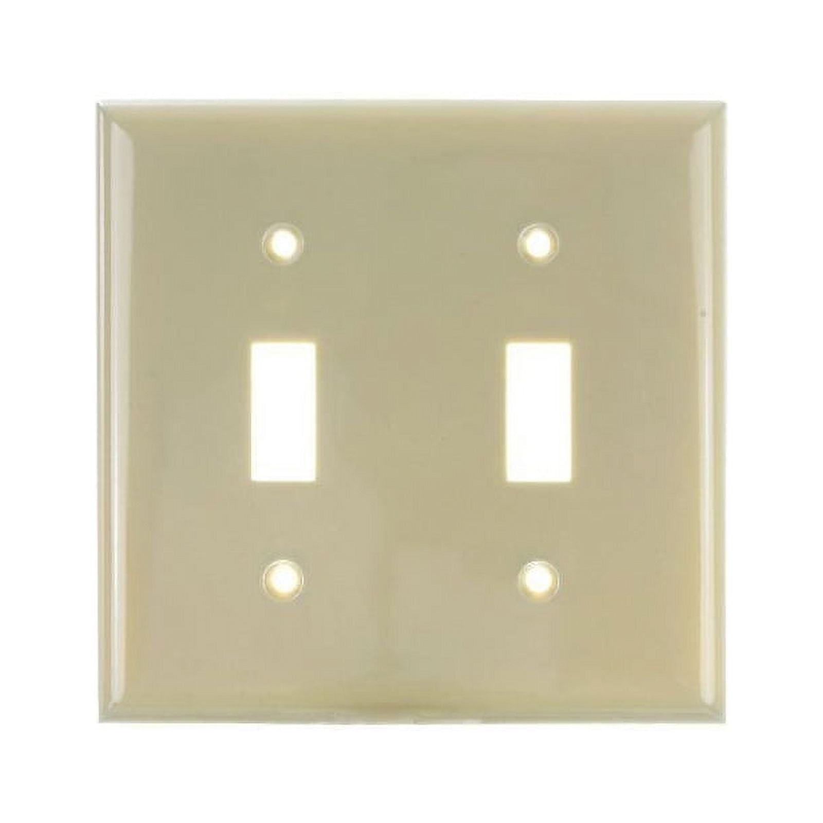 Ivory 2 Gang Smooth Glass Toggle Switch Plate