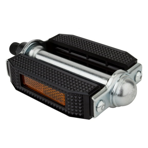 Sunlite Classic Block Pedals 1/2" Steel Body Plastic Blocks Reflectors Blk/Sil