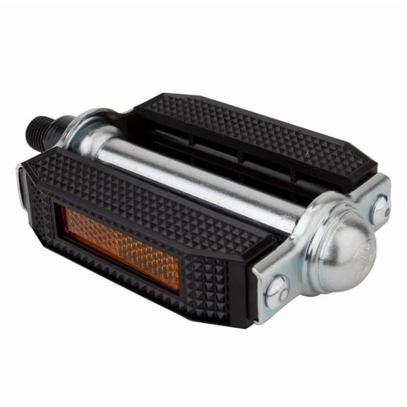 Sunlite Classic Block Pedals 1/2" Steel Body Plastic Blocks Reflectors Blk/Sil