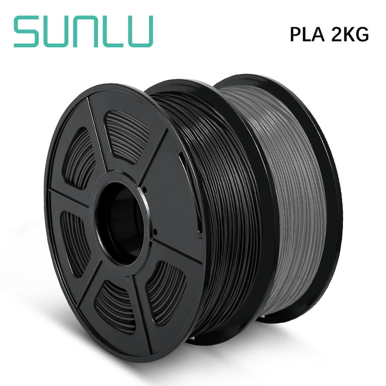 SUNLU PLA 3D Printer Filament 1.75mm Bundle, Dimensional Accuracy +/- 0.02  mm, 1kg/2.2LBS Spool , PLA 1.75 (Black+Gray) 
