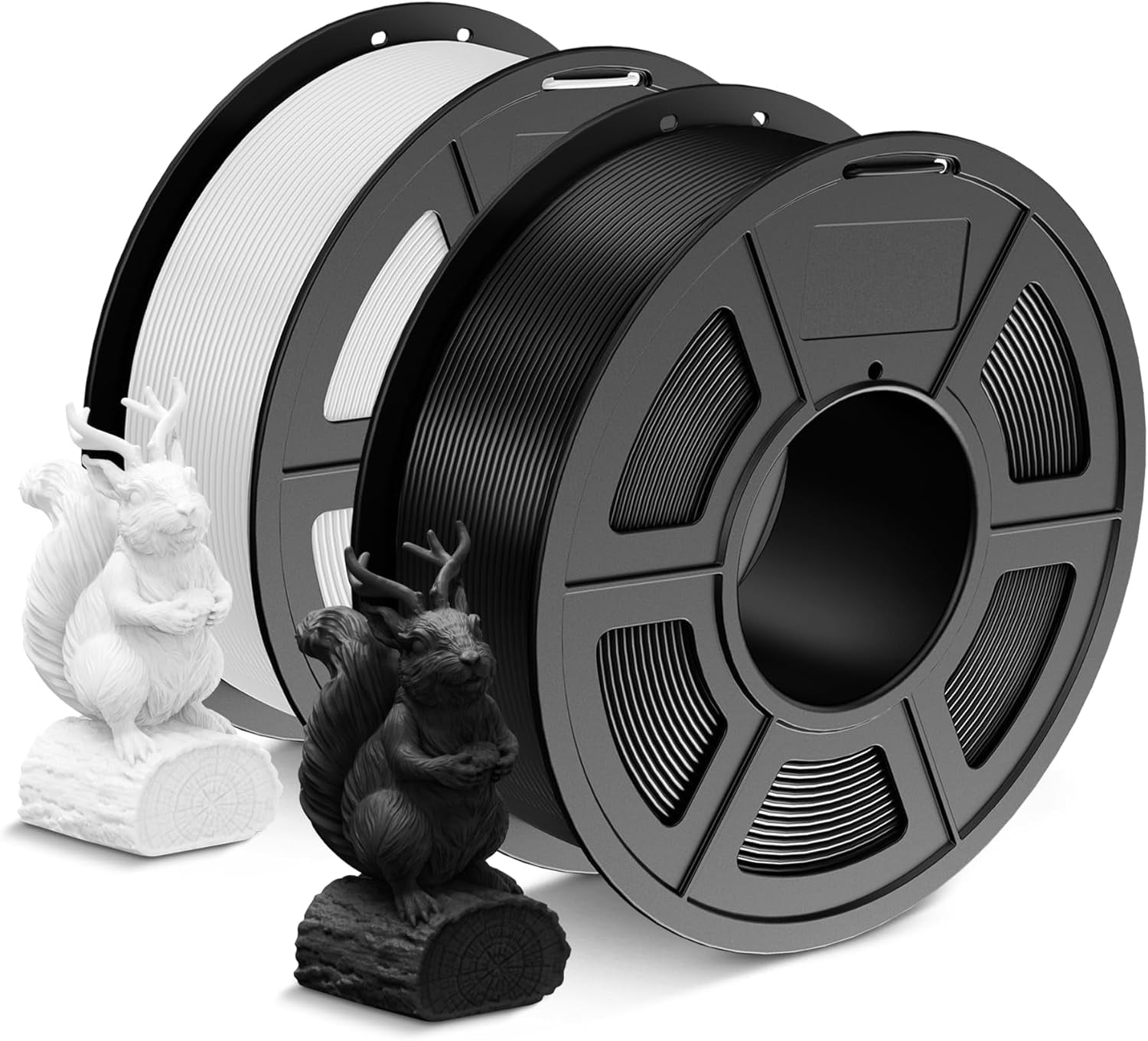 SUNLU PLA 3D Printer Filament 1.75mm Bundle, Dimensional Accuracy +/- 0.02 mm, 1kg/2.2LBS Spool , PLA 1.75 (Black+White)
