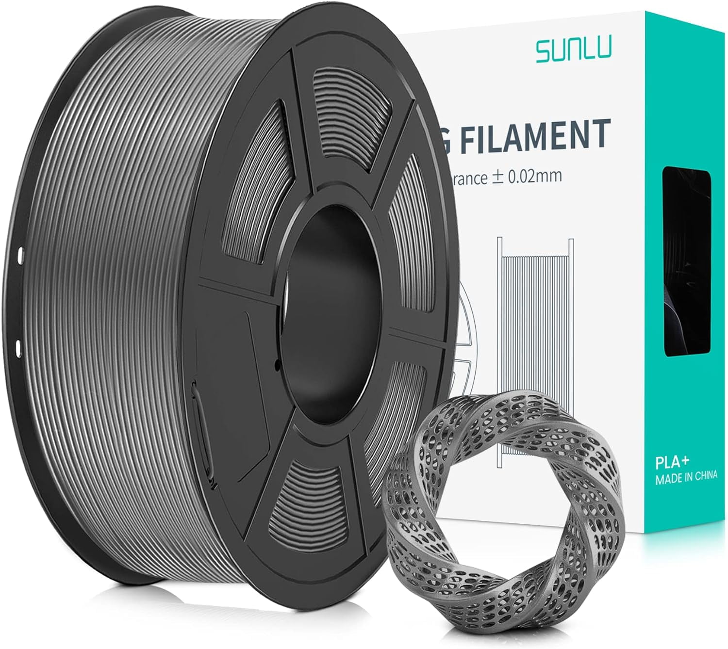 SUNLU ABS 3D Printer Filament 1.75MM +/- 0.02MM 1KG Spool Black Color
