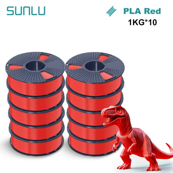SUNLU PLA Filament of 3D Printer 1.75mm, SUNLU Neatly Wound 1.75mm, PLA Filament for Most FDM 3D Printer, Dimensional Accuracy +/- 0.02 mm, 10 kg Red