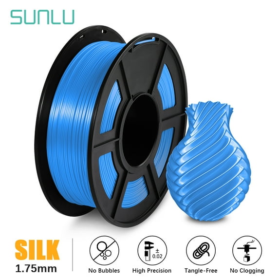 SUNLU Silk PLA+ 3D Printer Filament,1.75mm,Dimensional Accuracy +/- 0.02 mm,1kg(2.2LBS)/ Spool,Blue