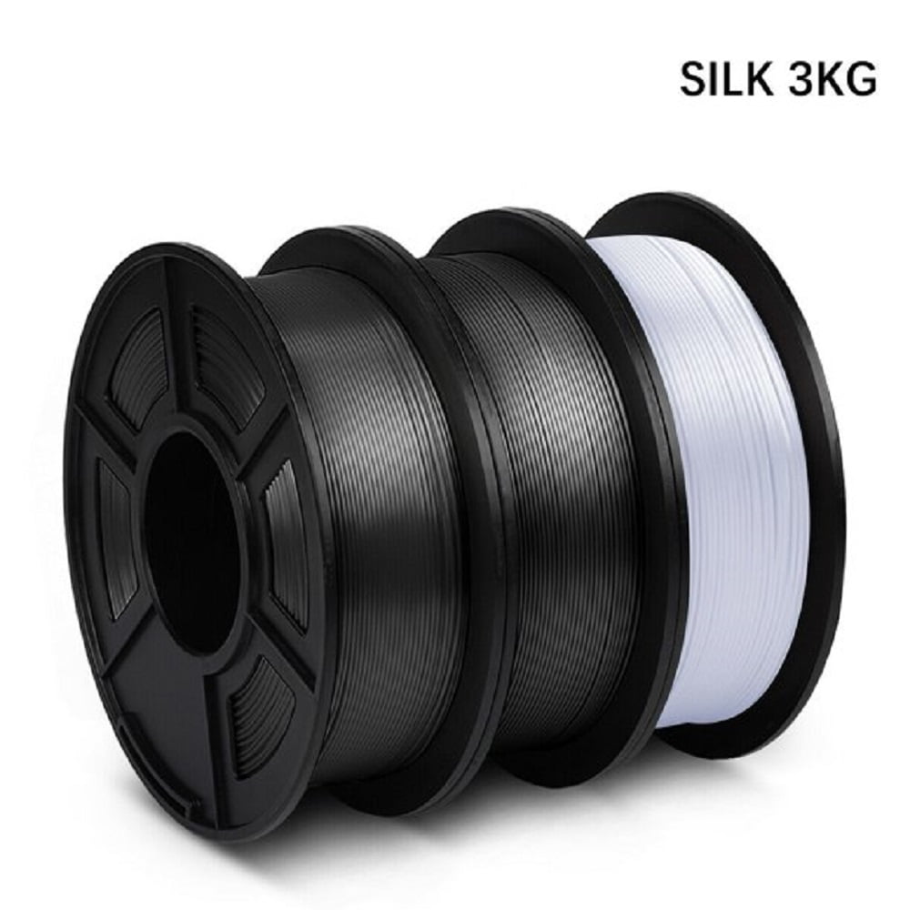 SUNLU Silk PLA+ 3D Printer Filament Bundle,1.75mm,1kg(2.2LBS)/ Spool,2KGs Black+1KG Silver