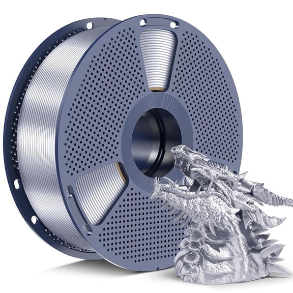 SUNLU Silk PLA+ Filament 1.75mm, Chrome Like Gloss Finish, Smooth Silk Texture, Upgraded Formula for Stable Printing, 1kg(2.2lbs) PLA Plus 3D Printer Filament, Silver