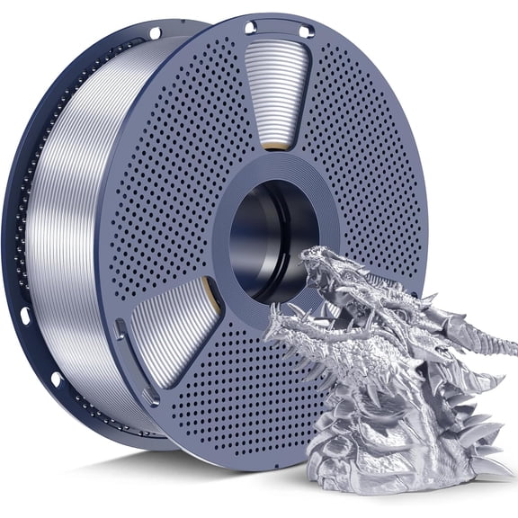 SUNLU Silk PLA+ Filament 1.75mm Chrome Like Gloss Finish Smooth Texture Upgraded Formula for Stable Printing 1kg(2.2lbs) PLA Plus 3D Printer Filament Silver