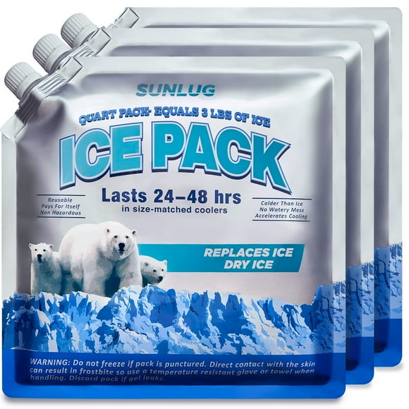 SUNLUG 3 Pcs Reusable Ice Packs Long Lasting Freezer Packs for Coolers for Cooler Bags Lunch Bags Cooler Backpacks, Normal Size