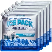 SUNLUG 5 Pcs Reusable Ice Packs for Coolers, Long Lasting Freezer Packs for Cooler Bag Lunch Bags Cooler Backpacks, Normal Size