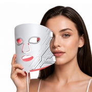 SUNLUXY Red Light Therapy Mask for Face, Red & Blue LED Face Mask Light Therapy with 3 Modes with 850nm NIR, Cordless Rechargeable with Remote Control, Full Face Skincare for Women Mom Wife