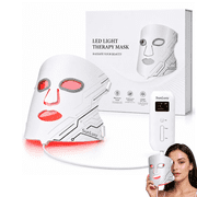 SUNLUXY Red Light Therapy Mask for Face, LED Face Mask with Red and Blue Light, 3 Light Modes, 850nm Near-Infrared, 5 Intensity Levels, Remote Control, Rechargeable Cordless Design