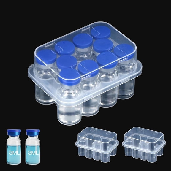 SUNMON Peptide Case for Fridge 2 Pack, 10-Slot 3ml Vial Holder Organizer Box for Peptide Storage, Transparent Refrigerator Container for GLP-1, Insulin and Medication Vials, Stackable Design