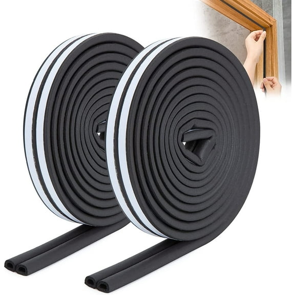 SUNMON 39.4 feet Long Weather Stripping Seal Strip for Doors/Windows, Self-Adhesive Backing Seals Large Gap Strip(39.4 ft/12m, Black)
