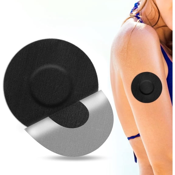 SUNMON 40pcs Free Style Sensor Covers for Libre 1, 2,3 – Waterproof & Sweatproof CGM Sensor Patches for 10-14 Days, Continuous Glucose Monitor Adhesive Tape (Black)