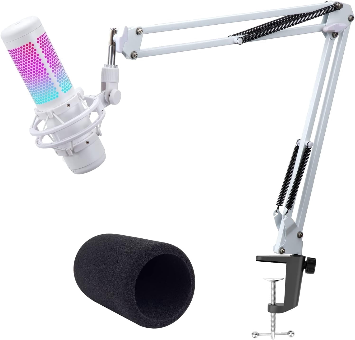 HyperX QuadCast S ホワイト マイク&アームスタンドセット SUNMON QuadCast White Gaming Microphone Stand - Mic Arm Compatible