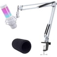 thumbnail image 1 of SUNMON QuadCast White Gaming Microphone Stand - Mic Arm Compatible with Hyper x QuadCast S, Boom Arm with Pop Filter, Improve Sound Quality Mic Stand, 1 of 8