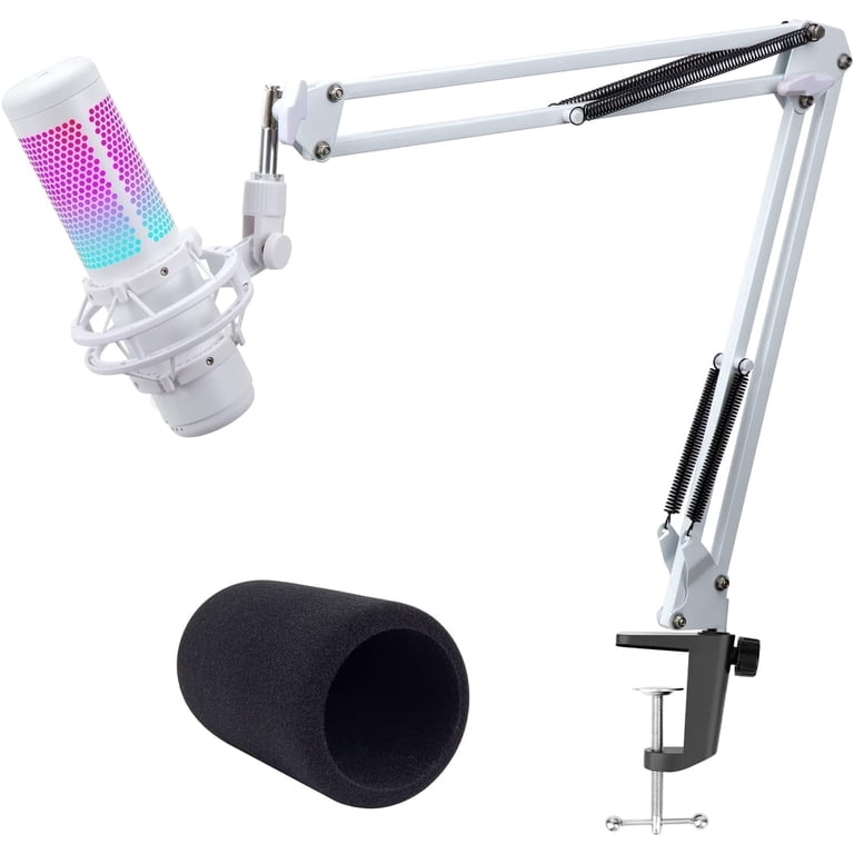 HyperX QuadCast S ホワイト マイク&アームスタンドセット SUNMON QuadCast White Gaming Microphone Stand - Mic Arm Compatible