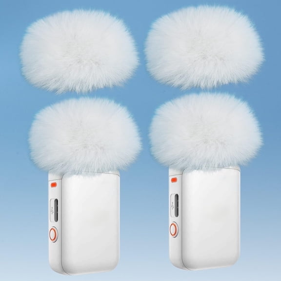 SUNMON for DJI Mic 2 Pop Filter - White Wireless Microphone Outdoor Mic Cover Muff Pop Filter Noise Reduction, Mic Covers for DJI Microphone Wireless(4 PC)