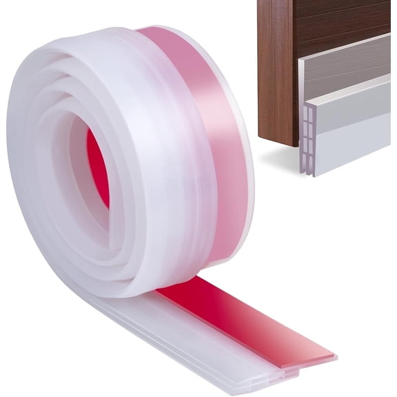 SUNMON Silicone Door Draft Stopper – 39 inches Door Seal Strip for Under Door Seal Gap Interior & Exterior Doors Weather Stripping Soundproof （Transparent）