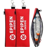 Insulated EpiPen Carry Case for Travel, Soft Portable Medical Bag Holds 2 EpiPens, Asthma Inhaler, Auvi-Q & Allergy Meds, Emergency Holder for Adults (Red 2 Pac