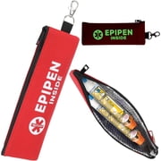SUNMON EpiPen Carry Case for 2 Pens with Fluorescent Print, Travel Epipen Holder Bag, Outdoors Epipen Case for Walking or Running 1 Pack, Red