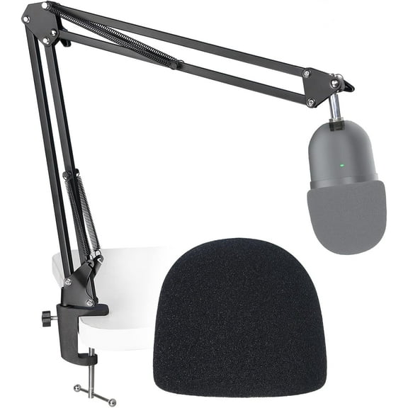 SUNMON for Razer Seiren Mini Microphone Stand Boom Arm with Pop Filter, Adjustable Suspension Boom Scissor Arm Stand with Pop Filter Seiren Mini USB Streaming Gaming Microphone
