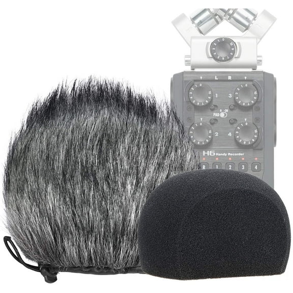 SUNMON H6 Windscreen Muff and Foam for Zoom H6 Portable Handy Recorder Indoor Outdoor Microphone Windscreen (2 Pack)