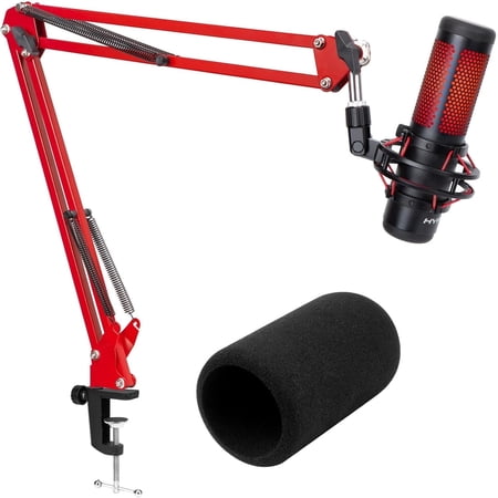 SUNMON Hyper x QuadCast Boom Arm - Upgraded Red Boom Arm for HyperX QuadCast with Windscreen, Sound Insulation and Noise Reduction, Quad Cast Microphone Arm with 3/8" to 5/8" Adapter