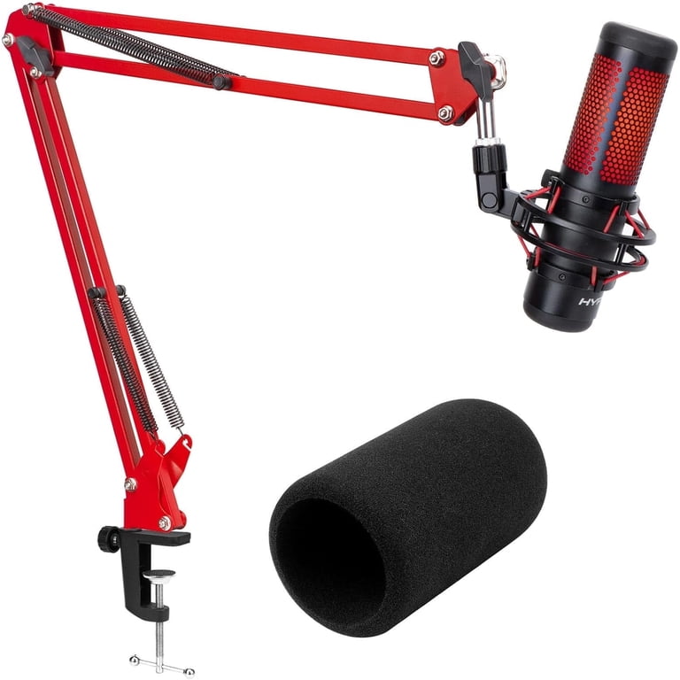SUNMON, Hyper x QuadCast Boom Arm, Red, with Windscreen and