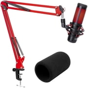 SUNMON Hyper x QuadCast Boom Arm - Upgraded Red Boom Arm for HyperX QuadCast with Windscreen, Sound Insulation and Noise Reduction, Quad Cast Microphone Arm with 3/8" to 5/8" Adapter