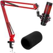 SUNMON Hyper x QuadCast Boom Arm - Upgraded Red Boom Arm for HyperX QuadCast with Windscreen, Sound Insulation and Noise Reduction, Quad Cast Microphone Arm with 3/8" to 5/8" Adapter